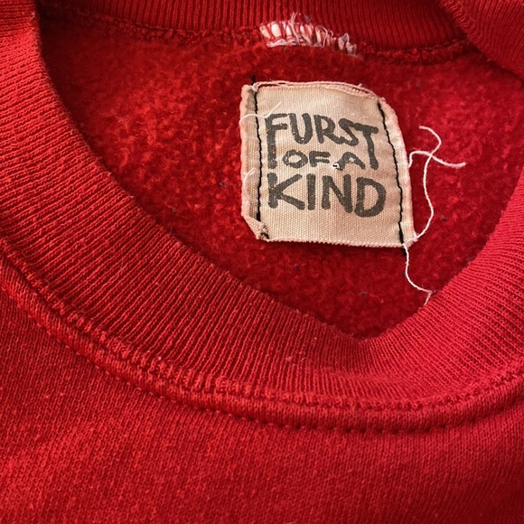 LF Furst of a Kind Red Distressed Cropped Sweatshirt 8 (22) - Picture 3 of 4